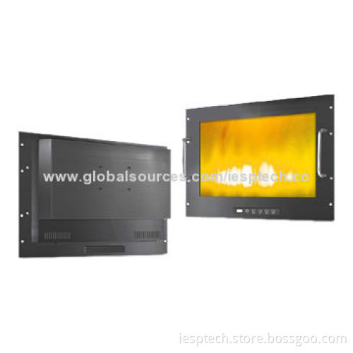19-inch Wide LCD Interactive Display, 5-wire Touch Screen, 9U Rack Mount, VGA/HDMI/AV in, OEM/ODM